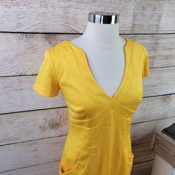 David Meister Bright Yellow Short Sleeve Sheath Dress 8‎ - Picture 5 of 8